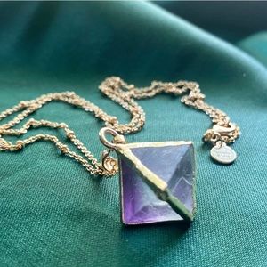 RAW FLUORITE CRYSTAL NECKLACE - PURPLE